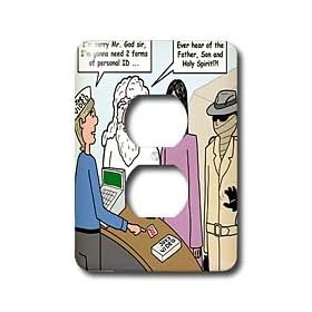 Rich Diesslins Funny Religious Light Cartoons - God Id Needed at Video Check-Out - Light Switch Covers - 2 plug outlet cover