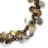 Sterling Silver Green Cultured Pearl & Mother of Pearl Necklace - 18 Inch