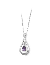 Sterling Silver Feb. Cz Stone Never Forget Tear 18in Birthstone Necklace