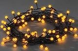Konstsmide 3691-007 Micro LED Lichterkette (Globe Aufs&auml;tze, 80 gelbe Dioden, 24V Au&szlig;entrafo, 2.4W, schwarzes Kabel)