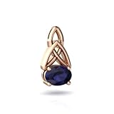 14k Rose Gold Oval Genuine Sapphire Celtic Knot Pendant