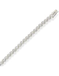 CZ with Silver Twist Tennis Bracelet in Sterling Silver