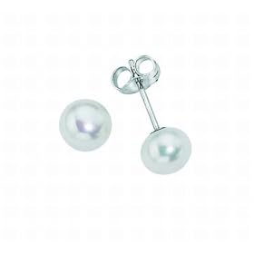 Elements Sterling Silver Ladies' E3065W White Freshwater Pearl Stud Earrings