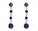 Sapphire Blue Crystal Bead Earrings on Silver - Bridesmaid Jewelry
