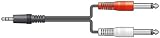 3.5mm stereo jack plug to 2 x 6.3mm jack plugs, 1.2m - Bag
