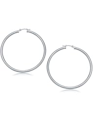 14K White Gold Polished Hoop Earrings (50 mm)