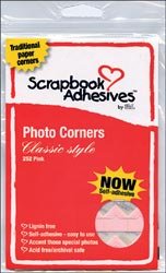 scrapbooking corners:Helmar Classic Style Paper Photo Corners Self Adhesive 252/Pkg .5' Pink; 4 Items/Order