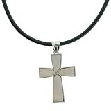 White Mother of Pearl Inlay Cross Frame Pendant - 35x47mm - 18-20
