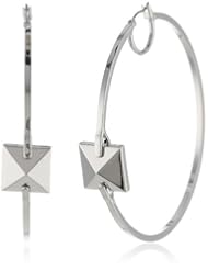 Vince Camuto Silver-Tone Pyramid Hoop Earrings