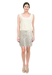 Sequined  Polyester Cocktail Mini Dress  With Pearls