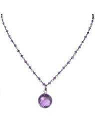 OWC Amethyst and Sterling silver bead chain w. Amethyst pendant