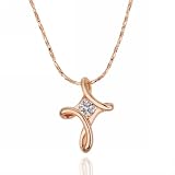 Champagne Gold Simple Cute Spiral Style Inlaid Crystal 18k Gold Plated Necklace Zircon - NL207KJ