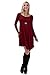 Viishow Women's Scoop-Neck Solid Long-Sleeve Short Straight Dress, 2-Wine Red, Medium