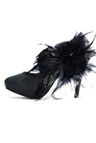 Astrapahl, High Heels, Abendschuhe, Pumps, Satin, Federapplikation, Farbe schwarz