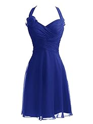 Short Pleated Halter Spaghetti Strap Chiffon Evening Dress/Bridesmaid Dress/Prom Dress/Party Dress 
