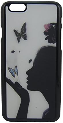 2014 New Slim Case Unique Special 3D Effect Hologram Hard Case Perfect fit for iPhone 6 (4.7" inch Screen Display) - Black Glossy Color (Woman with Butterfly)
