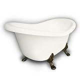 American Bath Factory B1-1600-BB-DM3-M2-25-OB Princess Slipper Clawfoot Bathtub in Bisque, Paw Feet