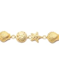 14K Gold Clams, Starfish & Sand Dollars Bracelet