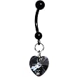 Handcrafted Black Preciosa Crystal Heart Belly Ring