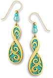Aqua Blue with Gold Plate Filigree Overlay Earrings, Handmade in USA by Adajio Sienna Sky 7536