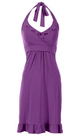 Flirty Halter Maternity And Nursing Top Dress - Purple 