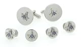 JJ Weston Elegant Masonic Emblem Cufflink and Shirt Stud Set with Presentation box. Made in the USA