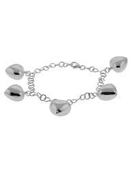 8" .925 Sterling Silver Heart Shape Charm Bracelet 8 Inch