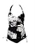 Womens Marina West Two Piece Plus Size Tankini Swimsuit, Tropical Floral Print, Black and Cream