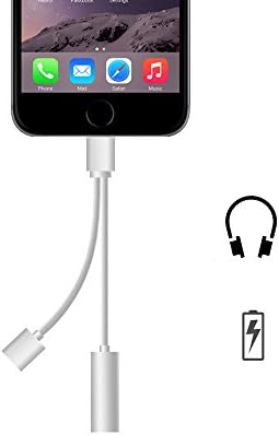 2 in 1 Lightning Adapter for iPhone 7,Grapestec Charger and 3.5mm Earphone Jack Cable Adapter (No Music Control) for the iPhone 7 7 Plus 6S 6