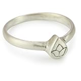 Satya Jewelry Silver Etched Lotus Ring, Size 7