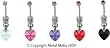 SKULL AND HEART BELLY RING BNAGTH8BK- BLACK