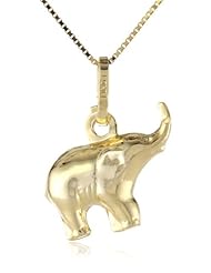 14k Yellow Gold Elephant Charm Pendant Necklace, 18"