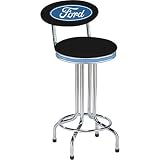 Tools & Hardware : On The Edge Light-Up Bar Stools with Backrest - Ford Logo, Model# 802501