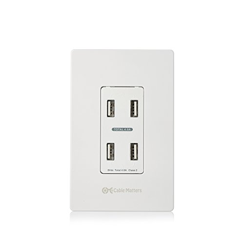 Cable Matters 4.8A 4-Port Charger Receptacle with Faceplate