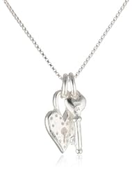 Sterling Silver Heart and Key Charm Pendant Necklace, 18"