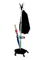 Helix Premium Hat And Coat Stand Titanium CS3020 5 Double Hook with Umbrella Drip Tray