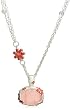Sterling Silver, Rose Quartz and Enamel Floral Pendant by David Sigal, 16"