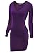 Doublju Women U Neck Back Lace Coll Fabric VIOLET Dress,M