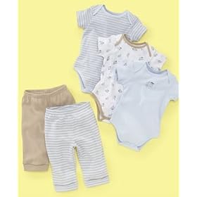 First Impressions Baby Boy 3-Pack Bodysuits & 2-Pack Pants