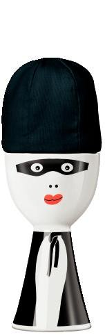 Egg Cup, Friends, Black Caped, Fine Porcelain Egg Cup Holder w/ Matching Egg Head Cozy in Gift Box