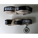 Oakland Raiders Pet Set (COMBO Dog Collar, Leash, & ID All In One) - SIZE SMALL