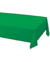 Creative Converting Touch of Color Plastic Lined Table Cover, 54 by 108-Inch, Emerald Green