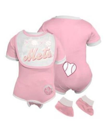 MLB New York Mets Pink Onesie Bib and Bootie, 12