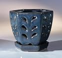 Bonsai Boy's Ceramic Orchid Pot<br>5.0"x5.25" Hexagon With Attached Saucer