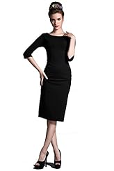 Cocktail Knee Length Bateau Neck Fitted Stretchy Bodycon Dress/Evening Dress/Homecoming Dress/Party Dress/Wedding Dress/Midi Dress 