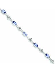 Genuine .925 Sterling Silver Tanzanite And Diamond Bracelet 5.8 Grams . 100% Satisfaction Guaranteed.