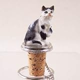 Black & White Tabby Cat Bottle Stopper