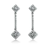 14K White Gold Diamond Dangle Earrings.