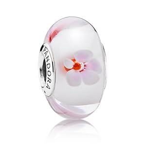 Pandora Damen-Charm 925 Sterling Silber Kirschblüten Muranoglas weiß 790947