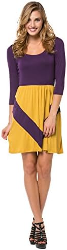 SBelle Couture LSU 3QT Sleeve Jersey Chevron GameDay Dress Purple Gold Large